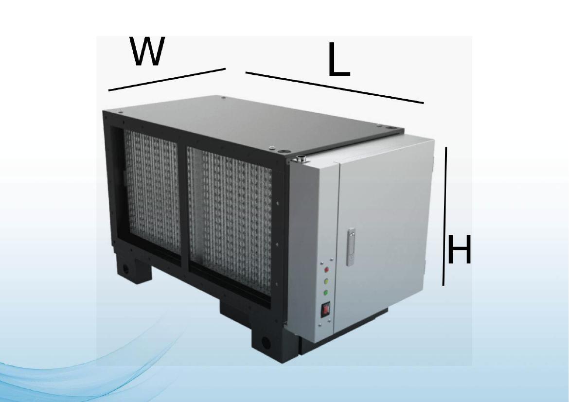 Electrostatic purification unit dimensions
