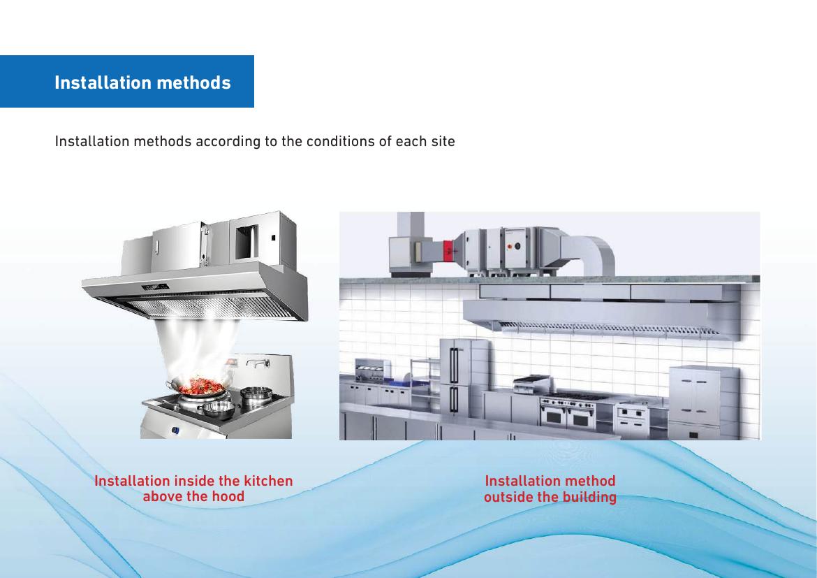 Installation above the kitchen hood