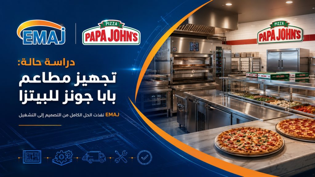 مطاعم بابا جونز للبيتزا | تجهيز مطابخ ومعدات بيتزا متكاملة من EMAJ
